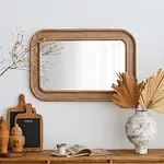 Brinley Rattan Rectangular Boho Wall Mirror for Wall Decor in livingroom